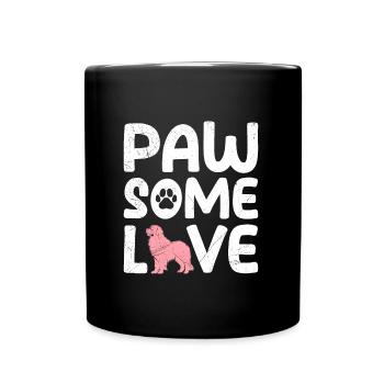 Newfoundland Dogs PAW SOME LOVE Newfie Dog Mom - Full Colour Mug - black - Front
