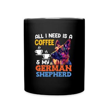 German Shepherd Owner COFFEE AND MY GERMAN - Full Colour Mug - black - Front