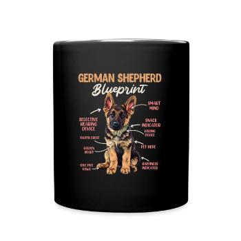German Shepherd BLUEPRINT Funny German Shepherd - Full Colour Mug - black - Front