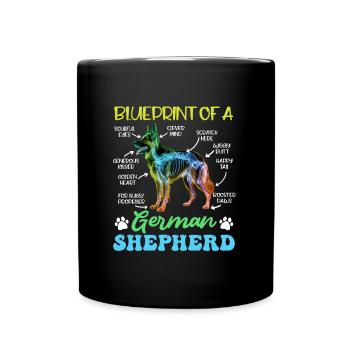 German Shepherd BLUEPRINT OF A GERMAN SHEPHERD Funny - Full Colour Mug - black - Front