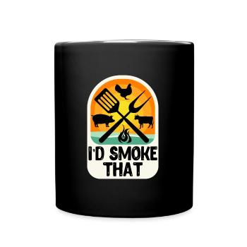 Fleischliebhaber Grillen I'd Smoke That BBQ - Tasse einfarbig - Schwarz - Vorne