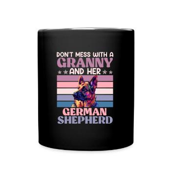 Deutscher Schäferhund DON'T MESS WITH GRANNY - Tasse einfarbig - Schwarz - Vorne
