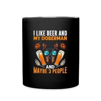 Doberman owner LIKE BEER AND MY DOBERMAN - Full Colour Mug - black - Front