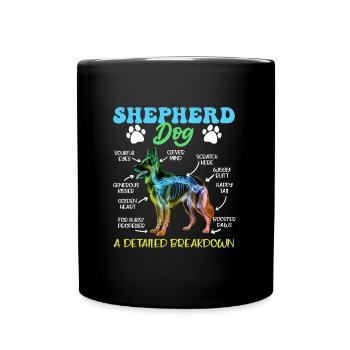 Schäferhund SHEPHERD DOG DETAILED BREAKDOWN - Tasse einfarbig - Schwarz - Vorne