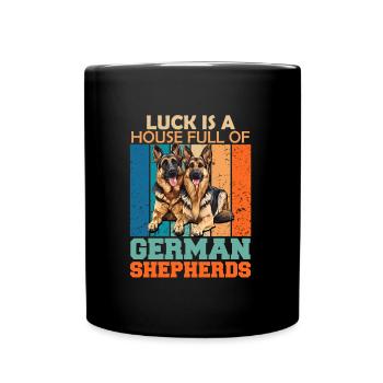 German Shepherds LUCK IS A HOUSE FULL OF GERMAN - Full Colour Mug - black - Front