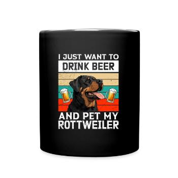 Rottie JUST WANT TO DRINK BEER Propriétaire de Rottweiler - Mug uni - noir - Devant