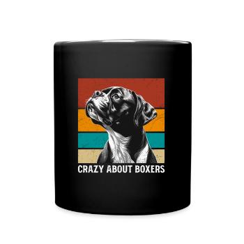 Boxeur allemand CRAZY ABOUT BOXER Drôle - Mug uni - noir - Devant