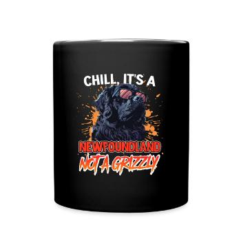 Neufundländer BLEIB COOL KEIN GRIZZLY BÄR Lustiges - Tasse einfarbig - Schwarz - Vorne