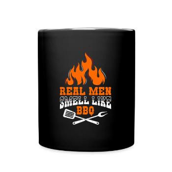 Grillfreunde REAL MEN SMELL LIKE BBQ Männer - Full Colour Mug - black - Front