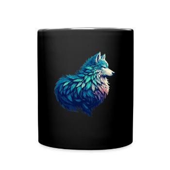 Wolf Standing Majestic In A - Full Colour Mug - black - Front
