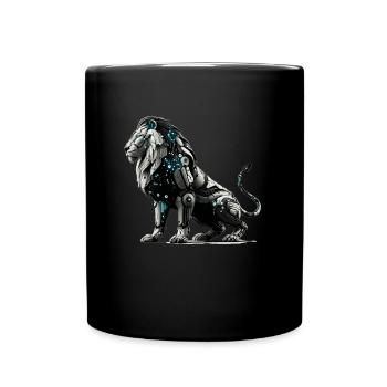 Futuristic Cybernetic Lion - Full Colour Mug - black - Front