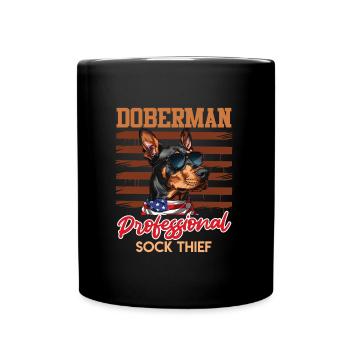 Doberman PROFESSIONAL SOCK THIEF Funny - Full Colour Mug - black - Front