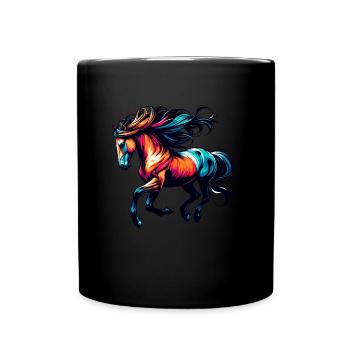 Cheval au galop en mouvement Animal Horse - Mug uni - noir - Devant