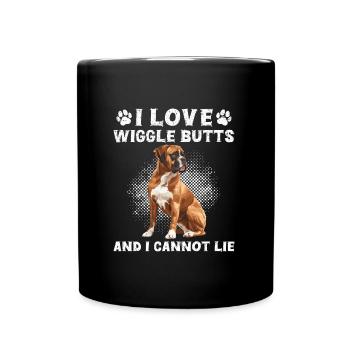 Boxer Besitzer I LOVE WIGGLE BUTTS AND CANNOT LIE - Tasse einfarbig - Schwarz - Vorne