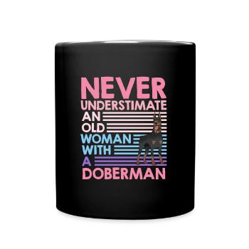 Granny NEVER UNDERESTIMATE AN OLD WOMAN WITH - Full Colour Mug - black - Front