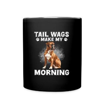 Chien Boxer remue la queue rendre mon matin drôle - Mug uni - noir - Devant