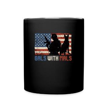 Malinois Frauen GALS WITH MALS Belgischer - Tasse einfarbig - Schwarz - Vorne