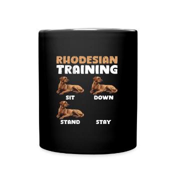 RHODESIAN RIDGEBACK TRAINING Lustiges Ridgeback - Tasse einfarbig - Schwarz - Vorne