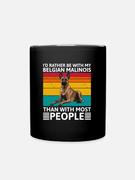 Malinois JE PRÉFÈRE ÊTRE AVEC LES MALINOIS BELGES - Mug uni - noir