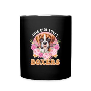 German Boxer Mom THIS GIRL LOVES BOXERS - Full Colour Mug - black - Front