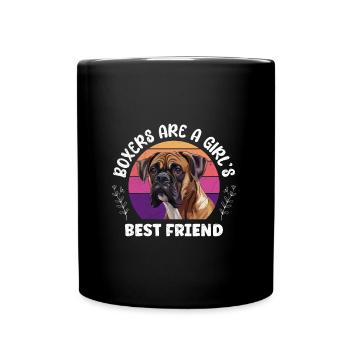 BOXERS ARE A GIRLS BEST FRIEND Dog Mom German - Full Colour Mug - black - Front