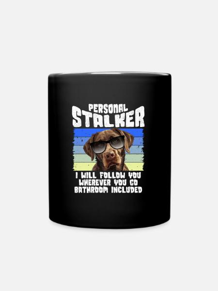 Chien Labrador PERSONAL STALKER JE TE SUIVRAI - Mug uni - noir