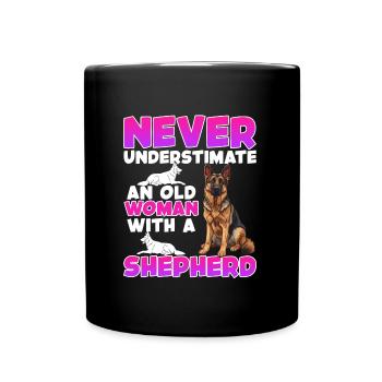 Chiens Mamie NE SOUS-ESTIMEZ JAMAIS UNE VIEILLE FEMME ALLEMANDE - Mug uni - noir - Devant