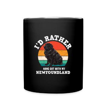 Newfie JE PRÉFÈRE ÊTRE AVEC MON TERRE-NEUVE Drôle - Mug uni - noir - Devant