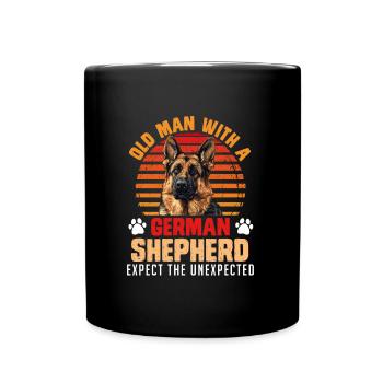 Hundepapa OLD MAN WITH A GERMAN SHEPHERD - Full Colour Mug - black - Front