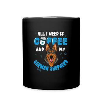 Dog owners ALL I NEED IS COFFEE AND MY GERMAN - Full Colour Mug - black - Front