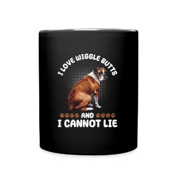Boxer Besitzer I LOVE WIGGLE BUTTS AND CANNOT LIE - Tasse einfarbig - Schwarz - Vorne