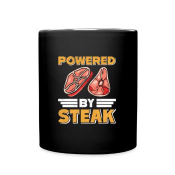 MEAT LOVER POWERED BY STEAK Funny - Full Colour Mug - black - Front