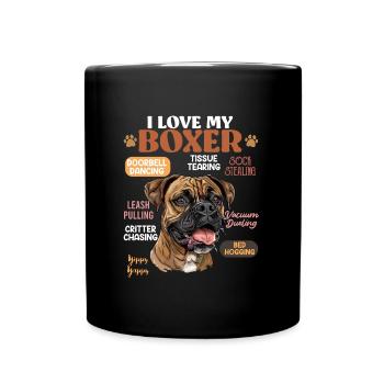 Boxer allemand J'AIME MON propriétaire de chien BOXER - Mug uni - noir - Devant