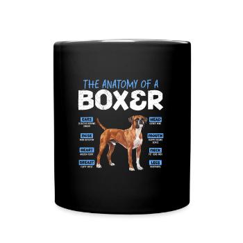 Boxer Besitzer ANATOMY OF A BOXER Lustig Deutscher - Tasse einfarbig - Schwarz - Vorne