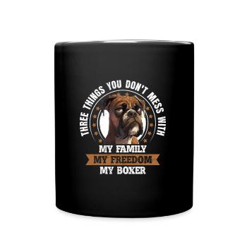 Boxer Dog Dad THREE THINGS YOU LEAVE ALONE - Full Colour Mug - black - Front