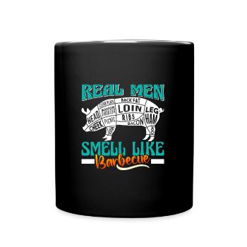 REAL MEN SMELL LIKE BARBECUE BBQ Funny - Full Colour Mug - black - Front