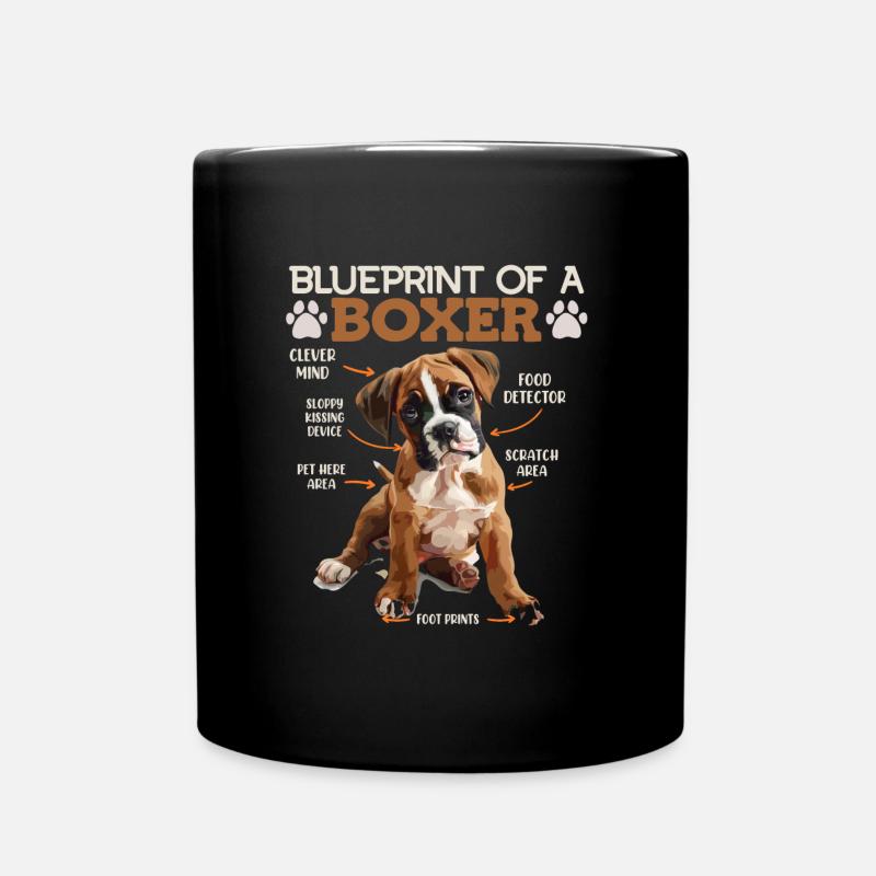 Boxer allemand PLAN DE CONSTRUCTION D'UN BOXER Drôle - Mug uni - noir