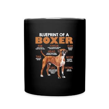 Deutscher Boxer BAUPLAN EINES BOXERS Lustiges - Tasse einfarbig - Schwarz - Vorne