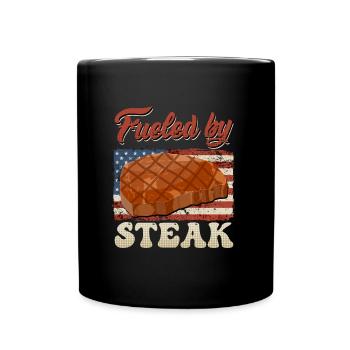 Amateurs de viande FUELED BY STEAK Barbecue Party Drôle - Mug uni - noir - Devant