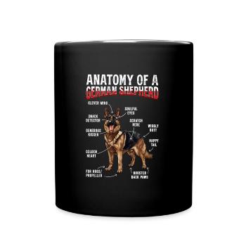 Deutscher Schäferhund ANATOMY OF GERMAN SHEPHERD - Tasse einfarbig - Schwarz - Vorne