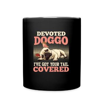 French Bulldog DEVOTED DOGGO Funny - Full Colour Mug - black - Front