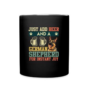 LIFE IS BETTER WITH GERMAN SHEPHERD AND - Full Colour Mug - black - Front