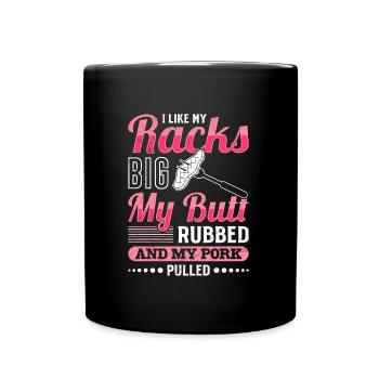 Les amateurs de viande aiment mes racks, gros cul frotté - Mug uni - noir - Devant