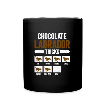 Brauner Labrador CHOCOLATE LABRADOR TRICKS Lustig - Tasse einfarbig - Schwarz - Vorne