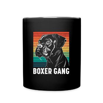 Deutscher Boxer Hundepapa BOXER-BANDE Lustiges - Tasse einfarbig - Schwarz - Vorne