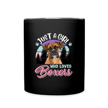 Boxer Hund NUR EIN MÄDCHEN DAS BOXERS LIEBT - Tasse einfarbig - Schwarz - Vorne