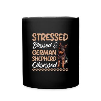 Deutscher Schäferhund STRESSED OBSESSED - Tasse einfarbig - Schwarz - Vorne