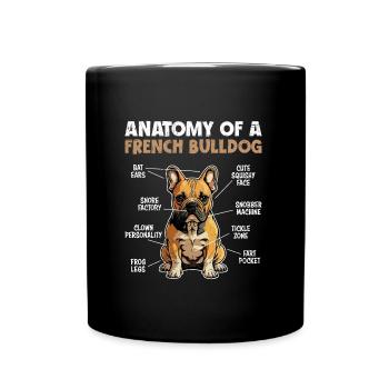 Anatomie einer Französischen Bulldogge - Tasse einfarbig - Schwarz - Vorne