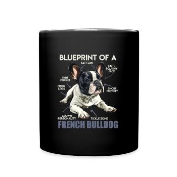 Frenchie owner BLUEPRINT OF A FRENCH BULLDOG - Full Colour Mug - black - Front