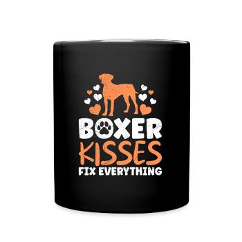 BOXER KISSES RÉPARE TOUT Boxeur allemand - Mug uni - noir - Devant